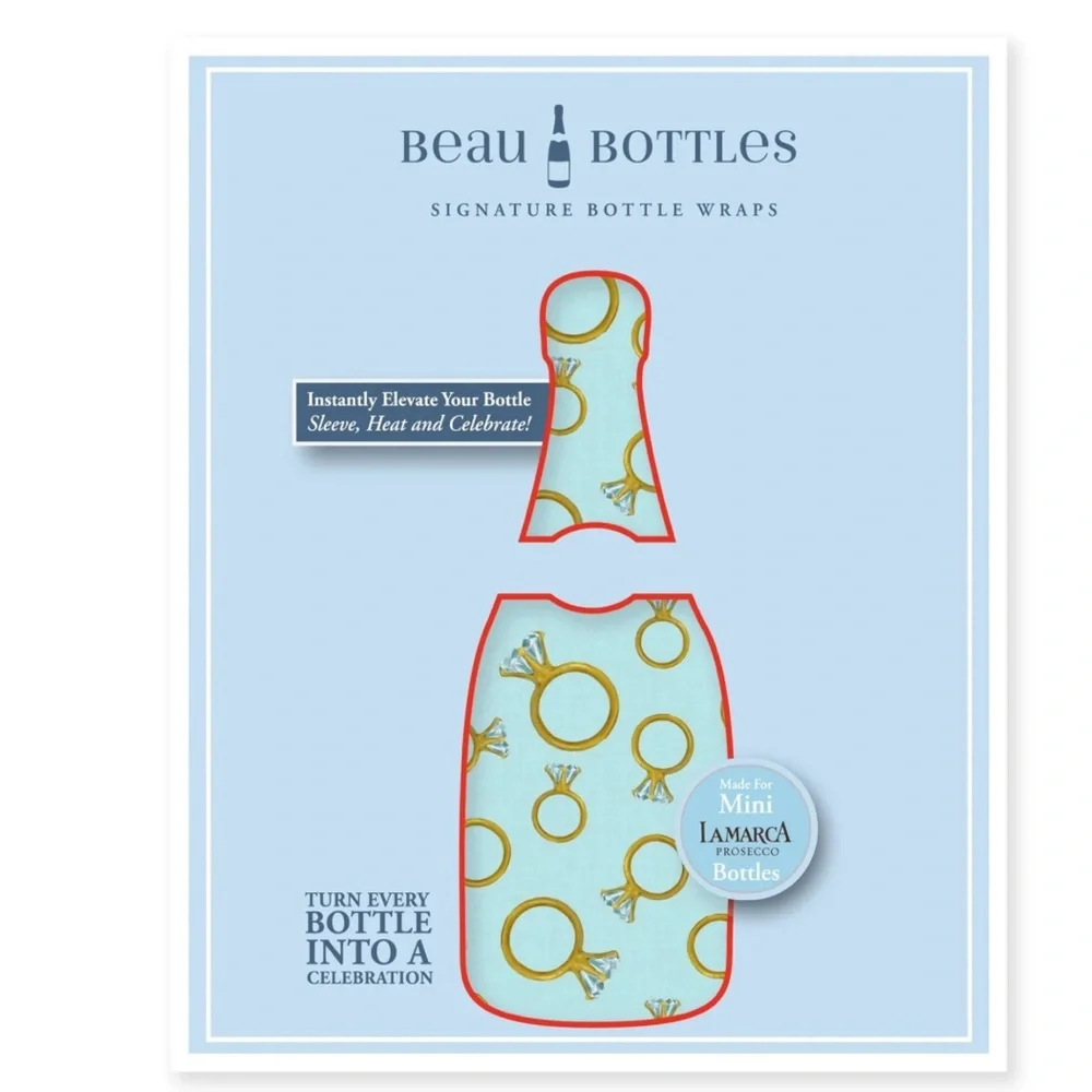 Brand New Beau Bottles Blue Engagement Ring- MINI Prosecco Collection - 5 Pack